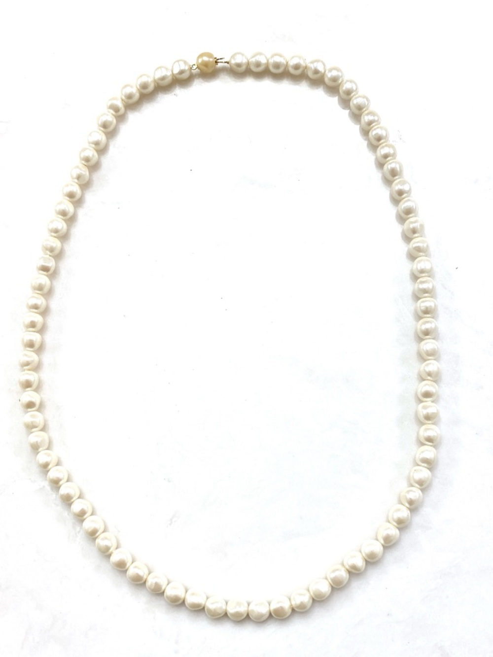 Vintage  Faux White Pearl Necklace with Gold Bead